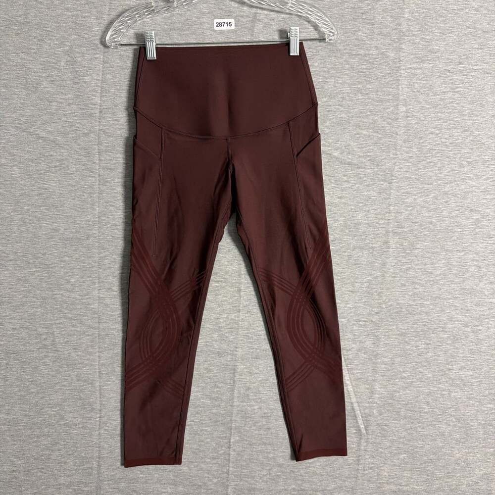 Fanka Women's Size Medium Red High Waisted Body Sculpt Side Pocket 7/8 Leggings